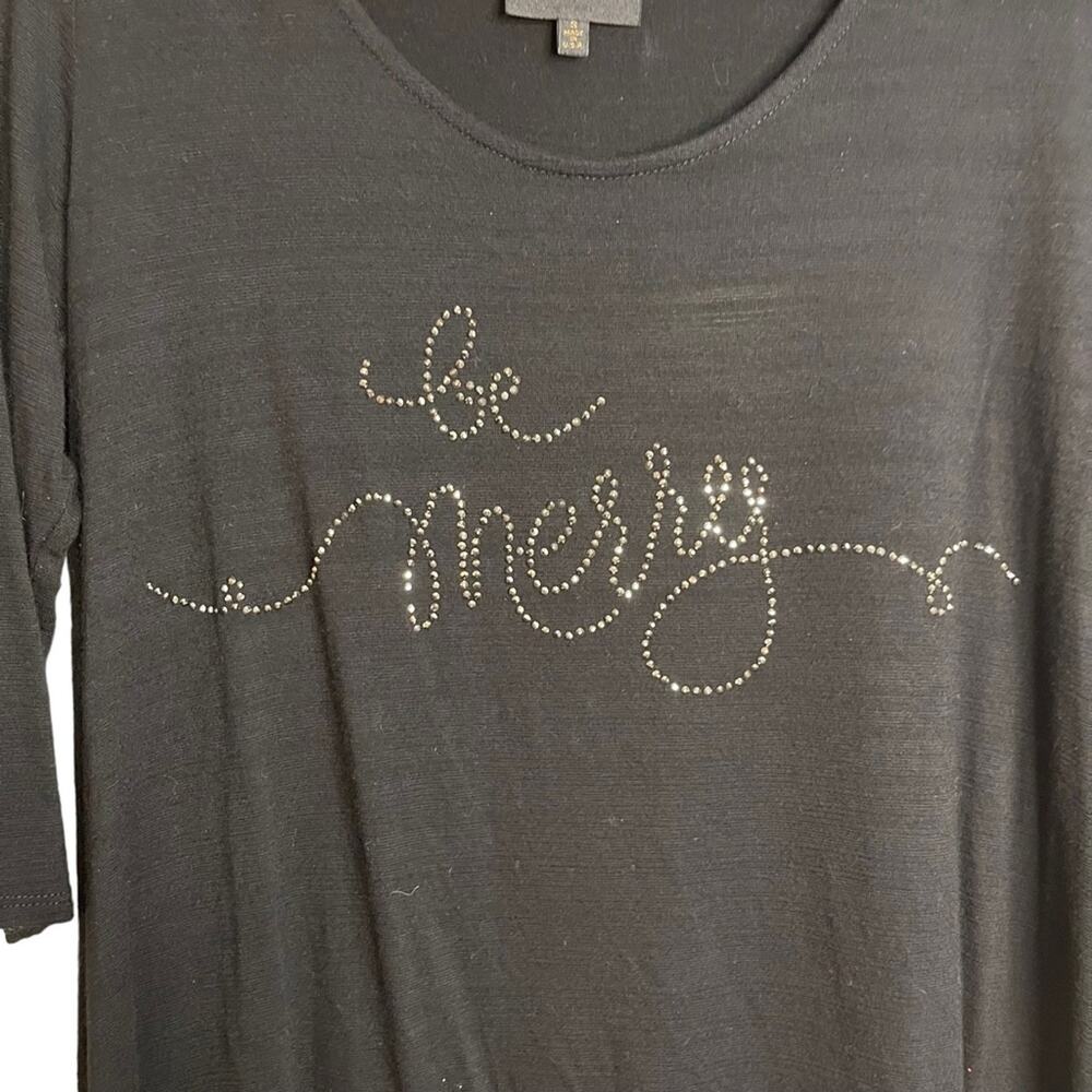Anthropologie W5 Be Merry Studded Black Shirt - Picture 4 of 4